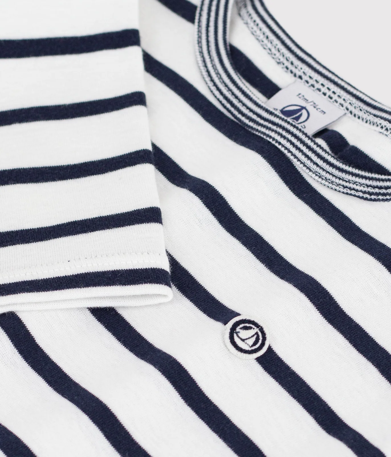 Babies' long-sleeved stripy cotton T-shirt.