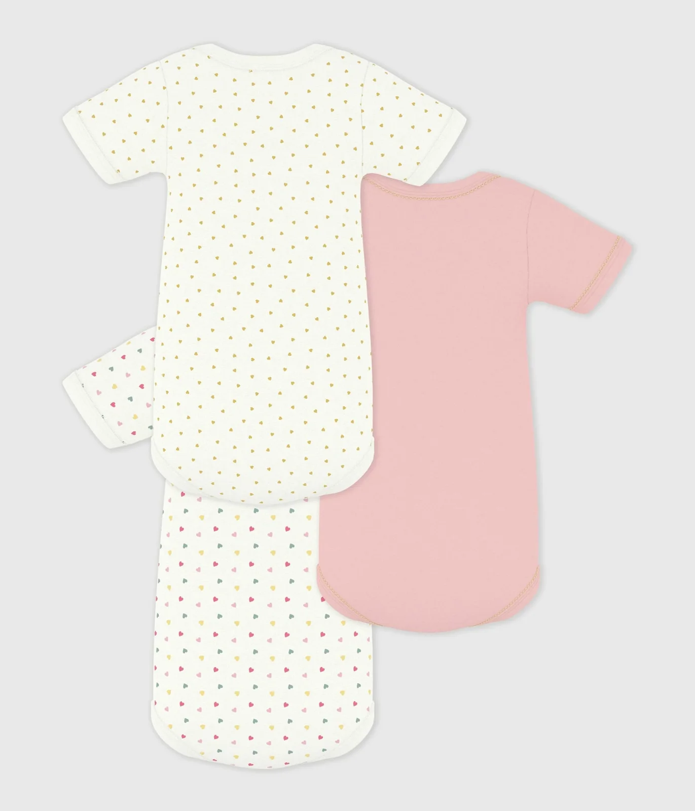 Pack of babies' short-sleeved mini heart-print cotton bodies