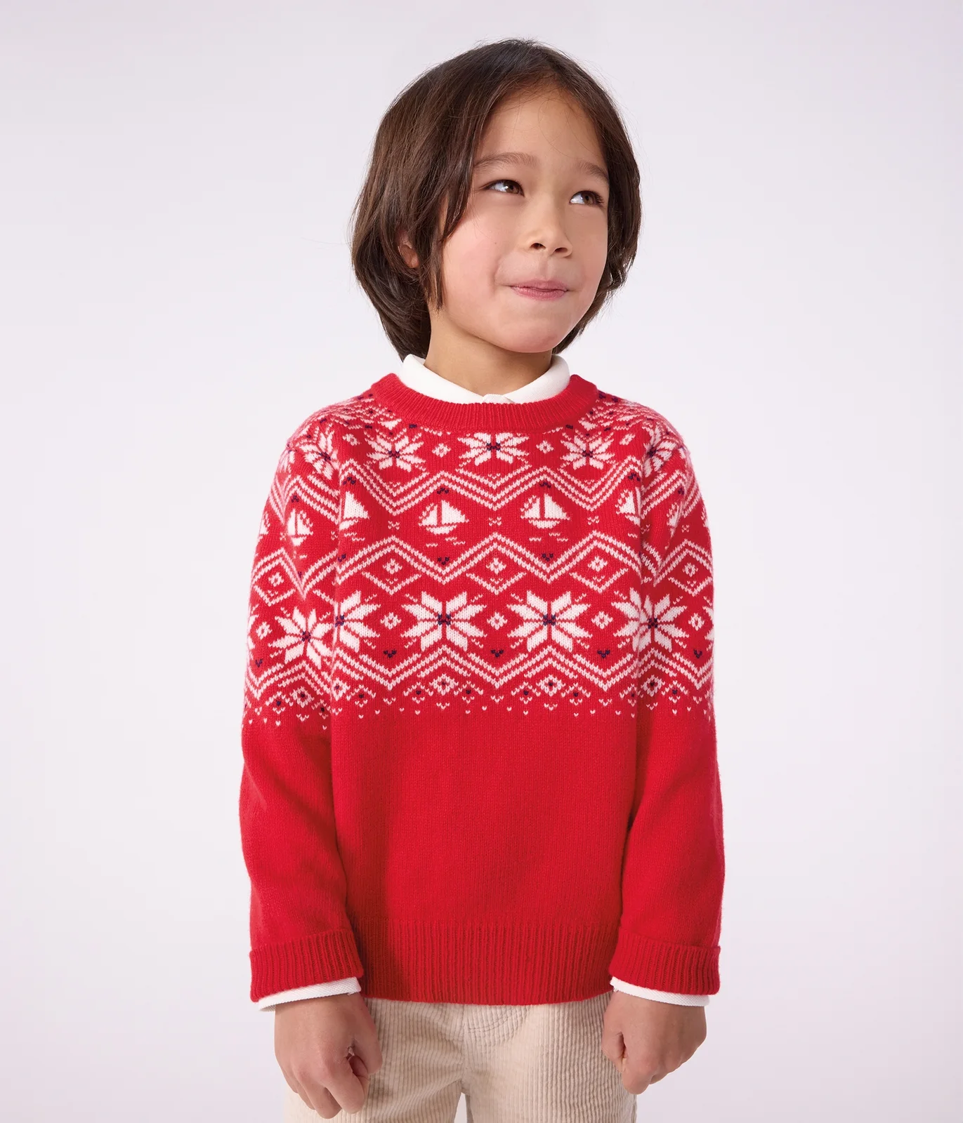 Children's wool and cotton jacquard jumper