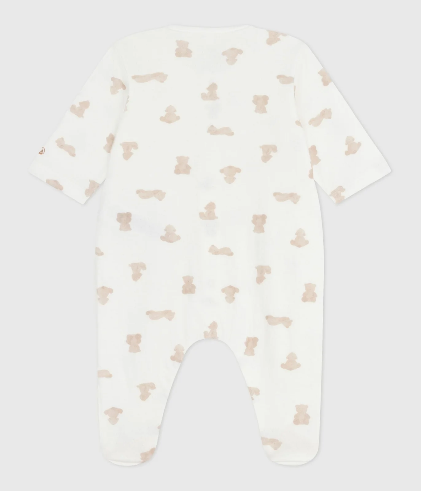 Unisex baby sleepsuit in thick cotton with a teddy bear print