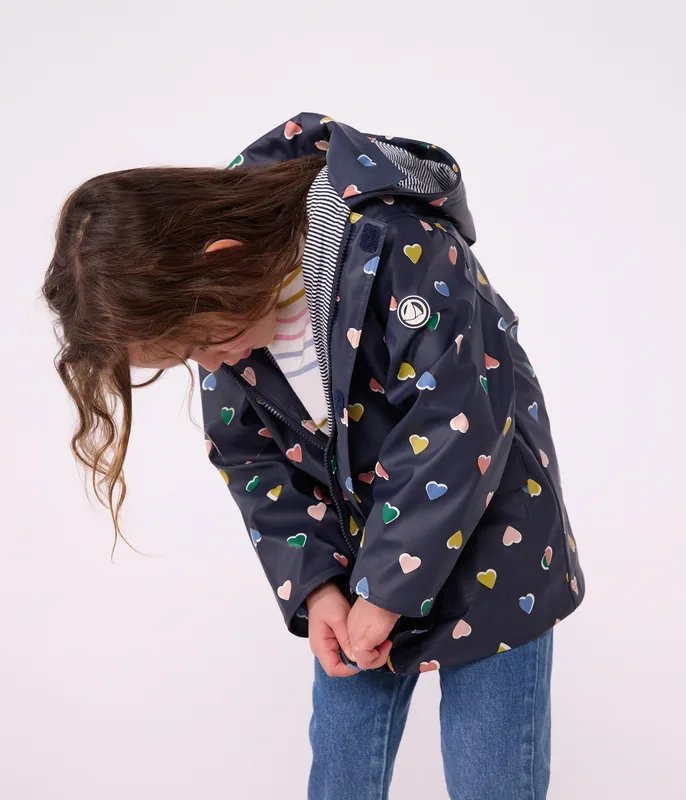Children's heart print raincoat