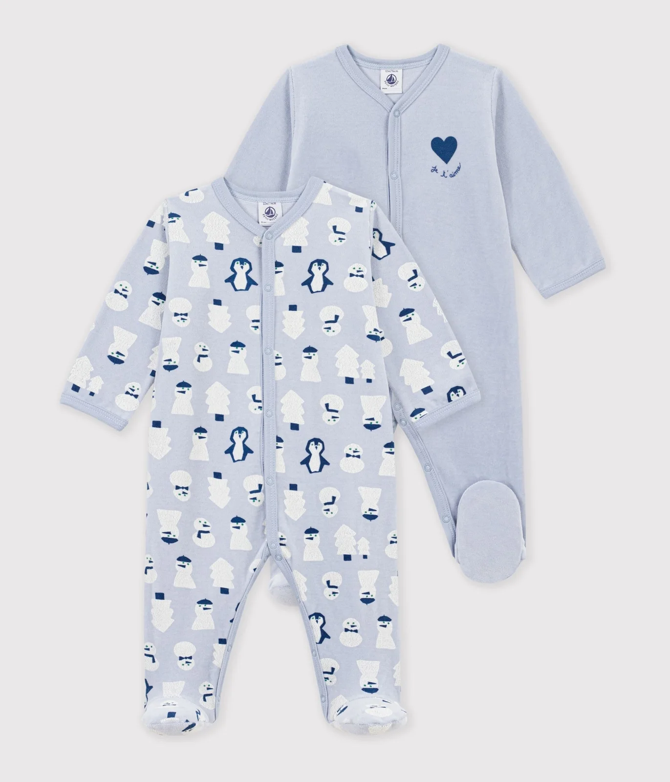 Pack of printed velour pyjamas for babies