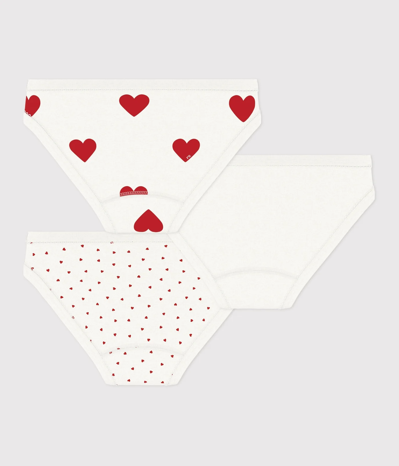 Girls' Heart Patterned Cotton Briefs - 3-Pack