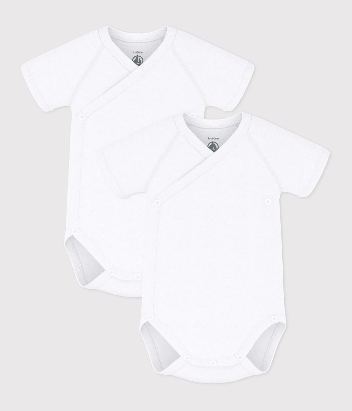 Short-sleeved plain cotton wrapover bodysuits for babies - 2-Pack