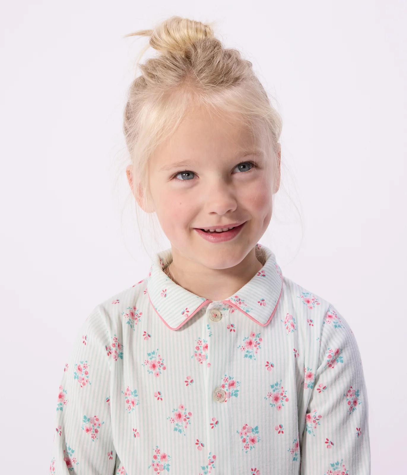 Children's buttoned printed cotton pyjamas