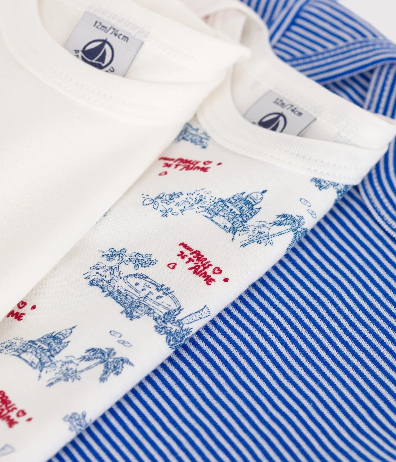 Babies' Paris-pattern short-sleeved cotton bodies - 3-Pack