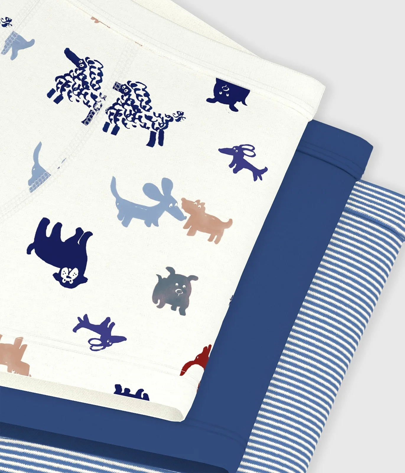 Pack of children's dog print cotton boxers with covered waistbands
